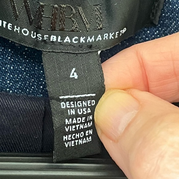 White House Black Market Blue Corset Jean Jacket Fitted Tailored Size 4 - Picture 4 of 5